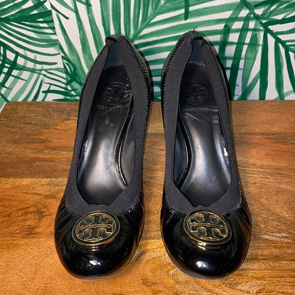 Tory Burch Caroline Black Patent Leather Heels Women’s 8 M - Picture 2 of 10